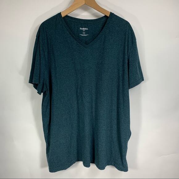 Teal Green Heathered V Neck T Shirt XXL - Picture 1 of 4